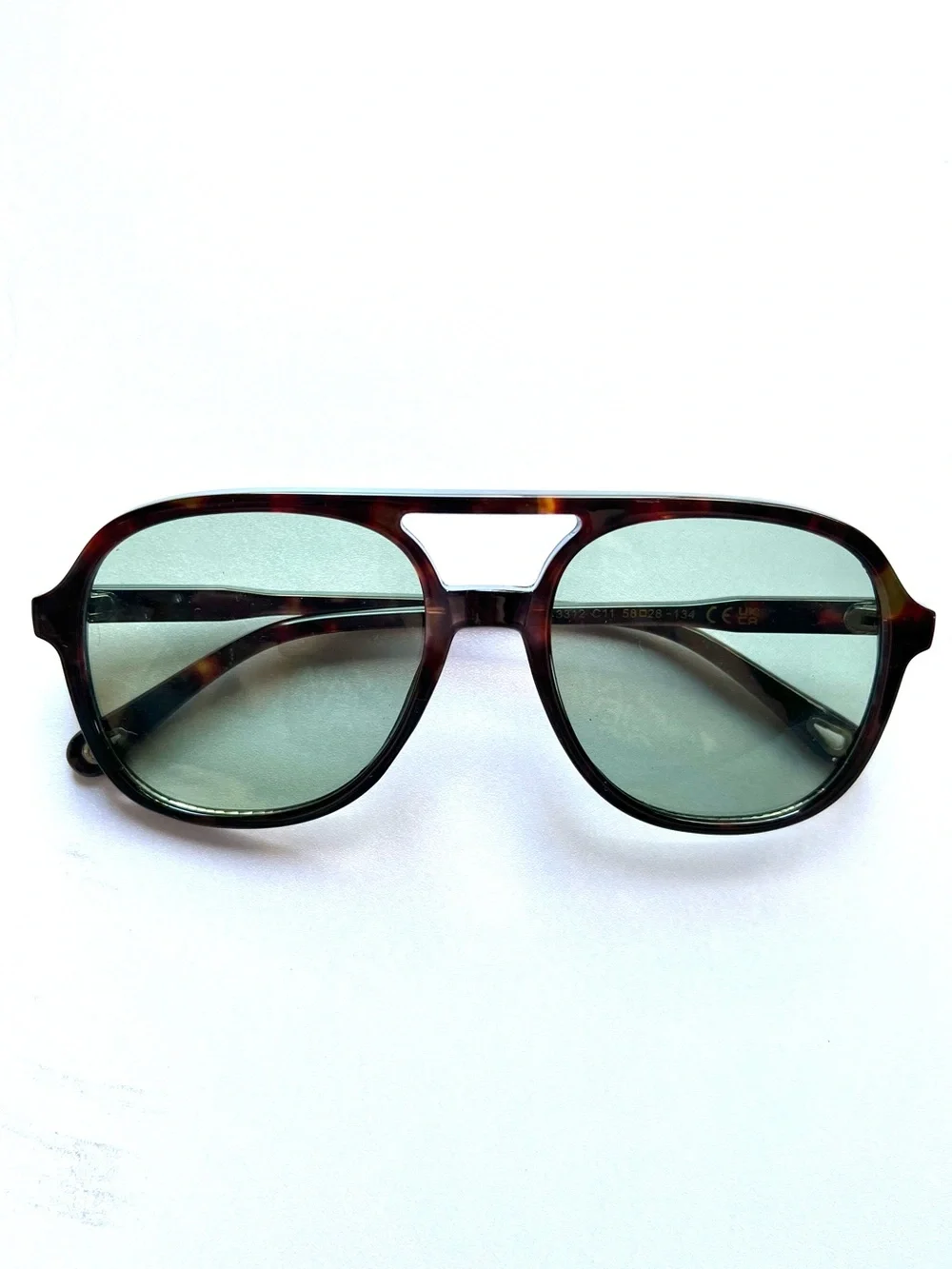 Sojos Tortoiseshell Oversized Aviator Sunglasses with Green Lenses